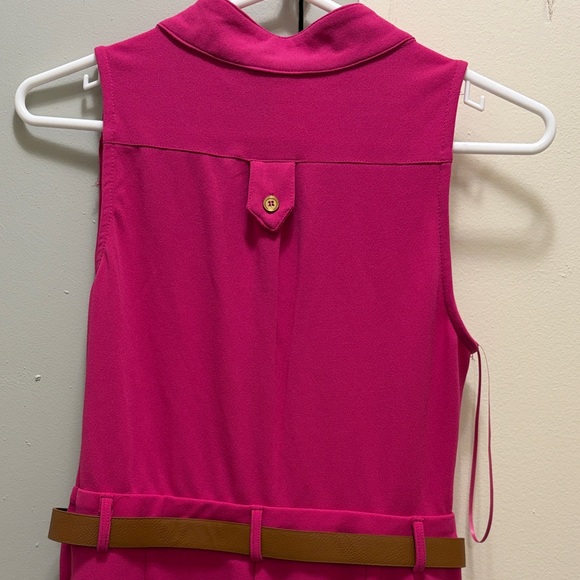NWT Fuchsia Sleeveless Belted Jumpsuit Wide Leg Minimalist - Picture 8 of 8